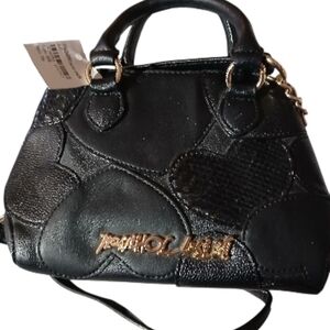 Betsey Johnson Black Mini Bag with Gold Details
